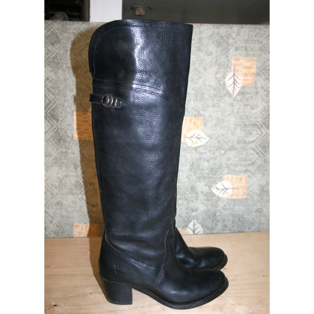 Frye Black Leather Riding Boots Knee-High 7.5 B Women's